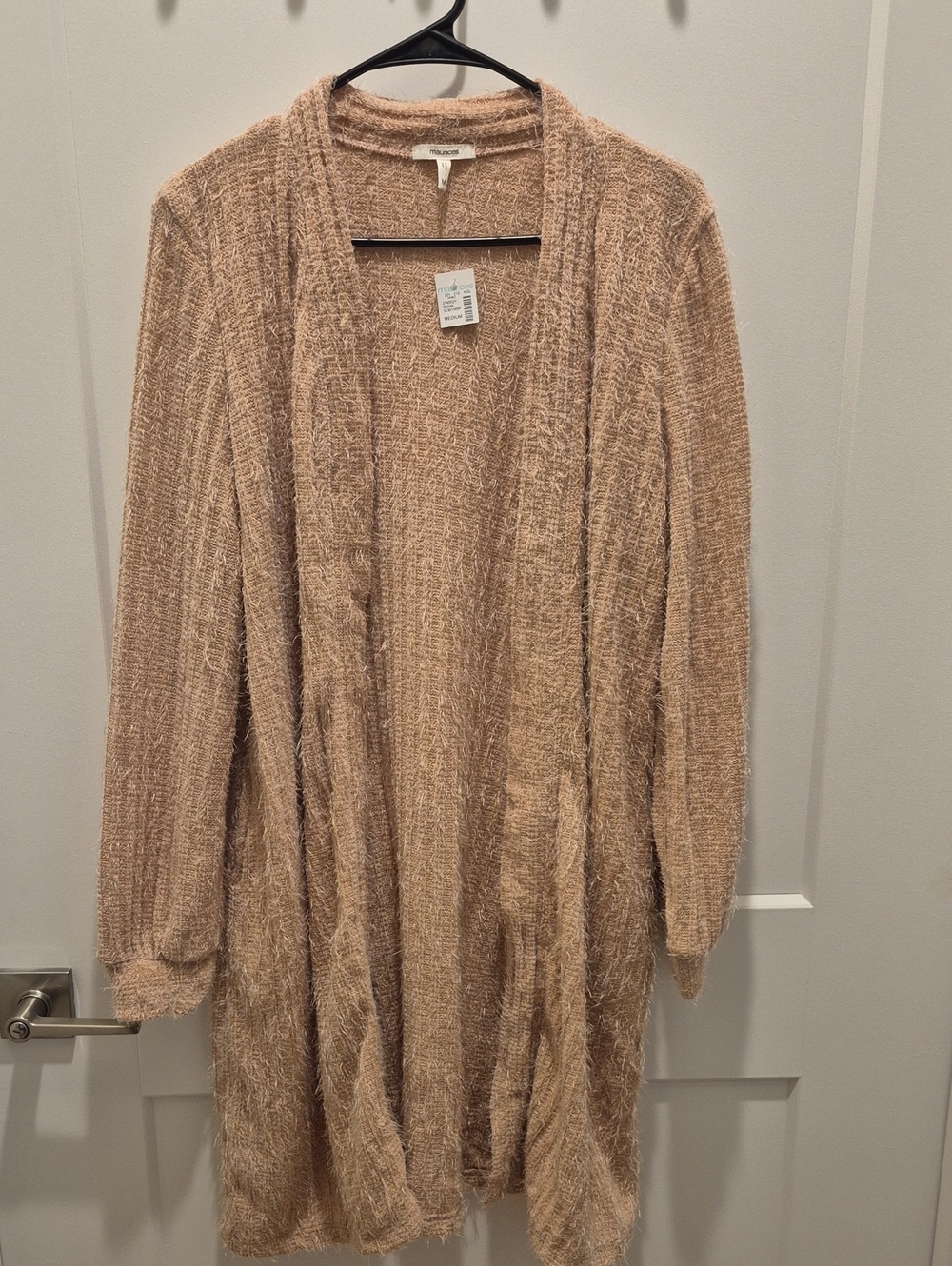 Maurices Cozy Open-Front Long Cardigan in Light Pink